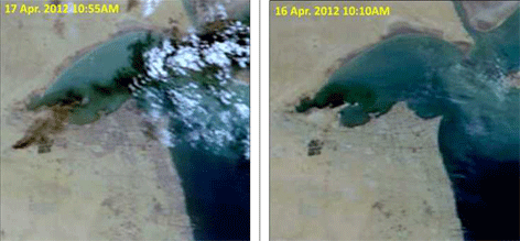 صورة الأقمار الصناعية بتاريخ الأثنين 16 أبريل 2012 - صورة الأقمار الصناعية بتاريخ الثلاثاء 17 أبريل 2012